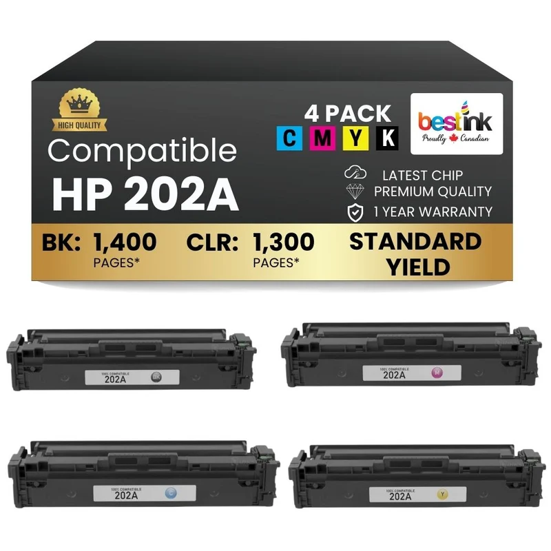 Compatible HP 202A Toner Cartridge Combo BK/C/M/Y (4 Pack)