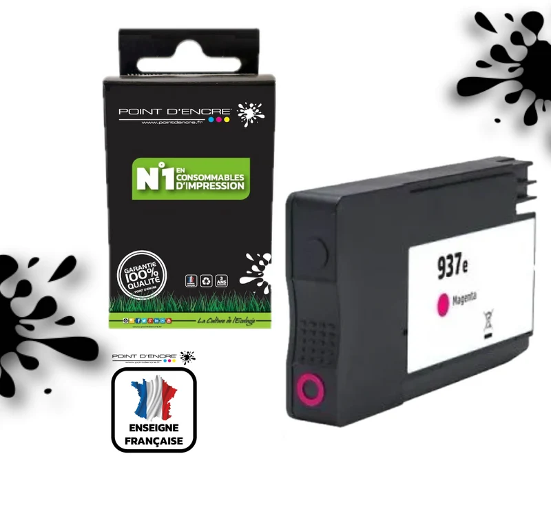 937eXL - MAGENTA - Grande capacité de Marque Française POINT D'ENCRE Pour imprimante compatible HP (cehp)