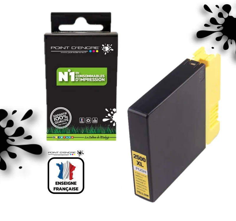PGI-2500XL - JAUNE - Grande capacité de Marque Francaise POINT D'ENCRE Pour imprimante compatible CANON (cec)