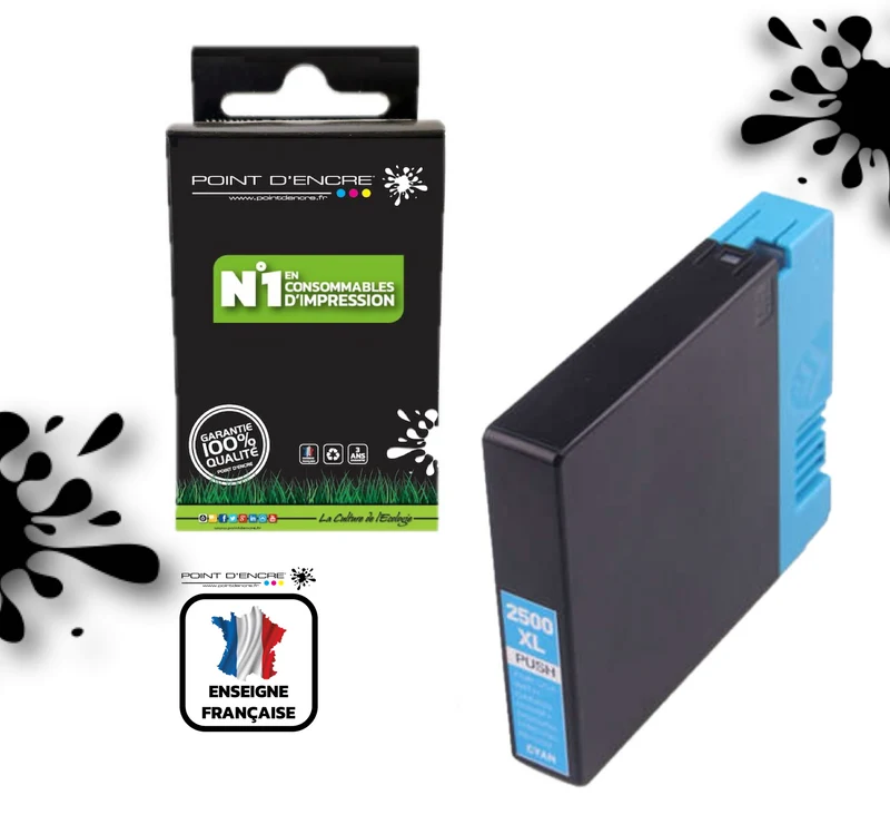 PGI-2500XL - CYAN - Grande capacité de Marque Francaise POINT D'ENCRE Pour imprimante compatible CANON (cec)