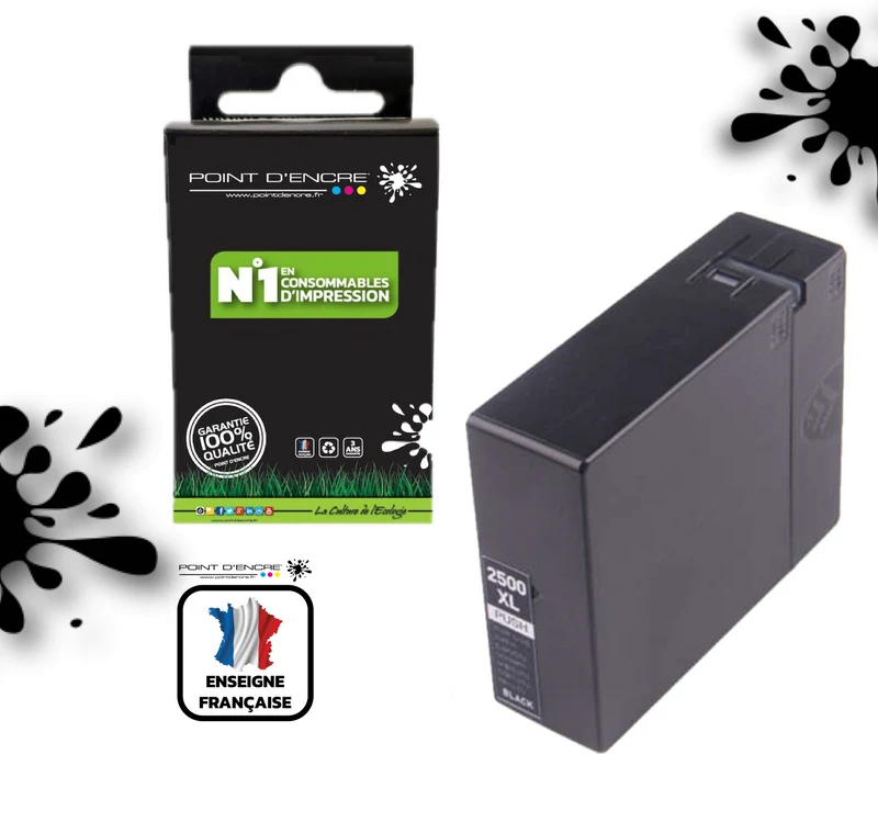 PGI-2500XL - NOIR - Grande capacité de Marque Francaise POINT D'ENCRE Pour imprimante compatible CANON (cec)