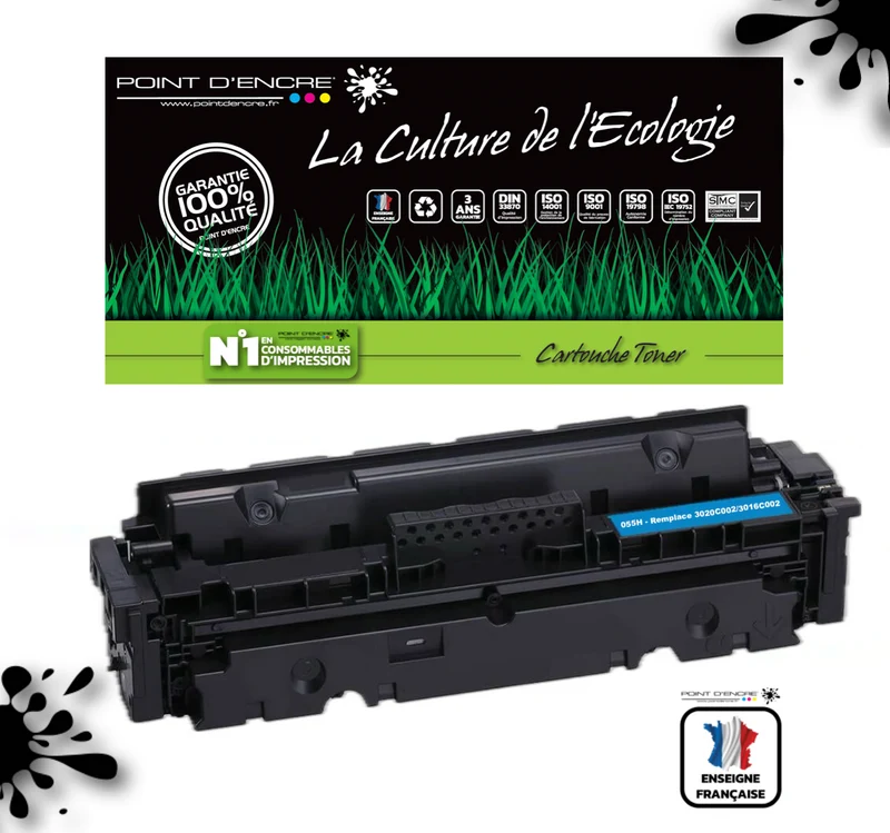067H / 067 - CYAN - Grande capacité Marque Francaise POINT D'ENCRE pour Imprimantes compatibles Canon (clca)