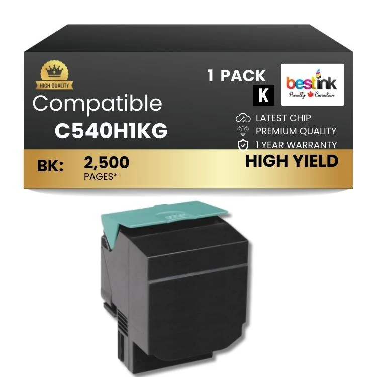 Compatible LexmarkC540H1KG Black Toner Cartridge 1 Pack