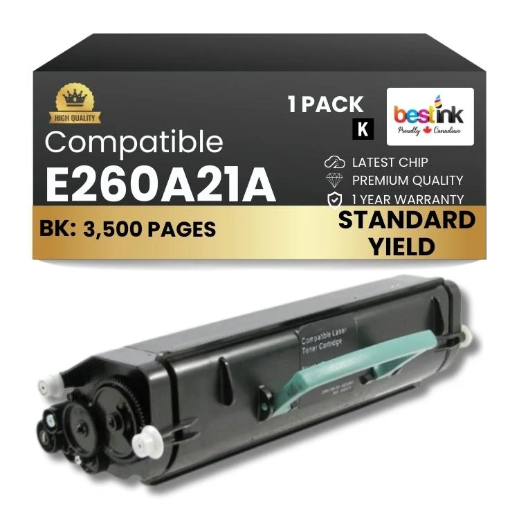 Compatible Lexmark E260A21A/E260A11A Black Toner Cartridge- 1 Pack