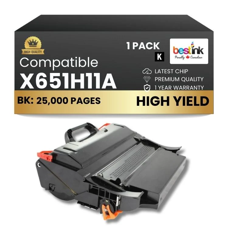 Compatible Lexmark X651H11A Black Toner Cartridge- 1 Pack