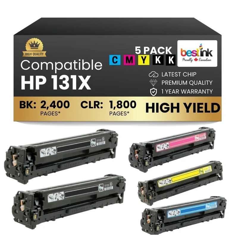 Compatible HP 131X Toner Cartridge Combo 2BK/C/M/Y (5 Pack)