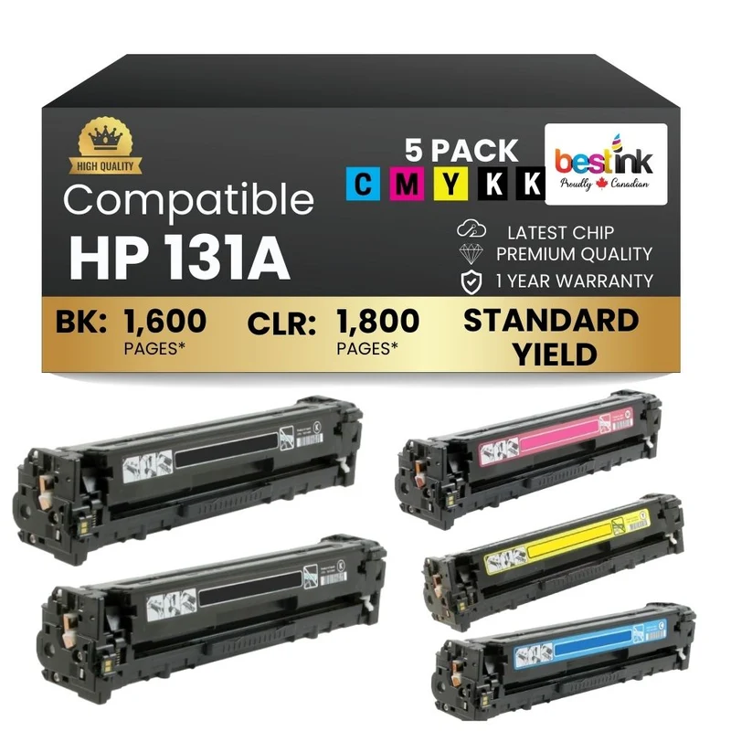 Compatible HP 131A Toner Cartridge Combo 2BK/C/M/Y (5 Pack)