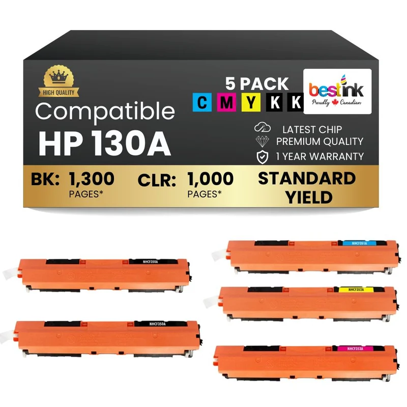 Compatible HP 130A Toner Cartridge Combo 2BK/C/M/Y (5 Pack)