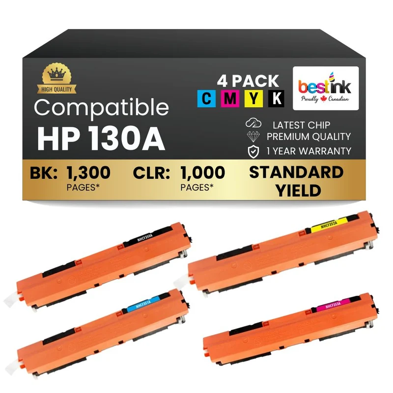 Compatible HP 130A Toner Cartridge Combo BK/C/M/Y (4 Pack)