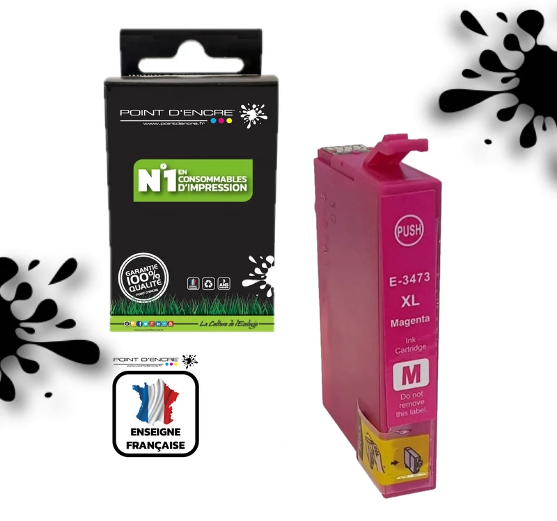 34XL / C13T34734010 - Balle de golf - MAGENTA - Grande capacité de Marque Française POINT D'ENCRE Pour imprimante compatible EPSON (cee)