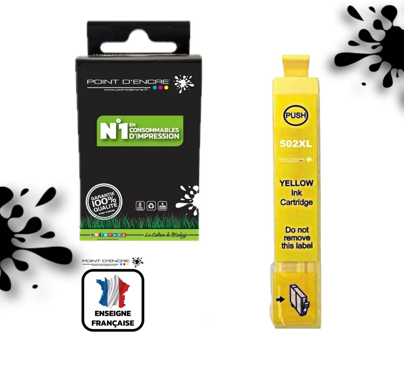 502XL - Jumelles - JAUNE - Grande capacité de Marque Française POINT D'ENCRE Pour imprimante compatible EPSON (cee)