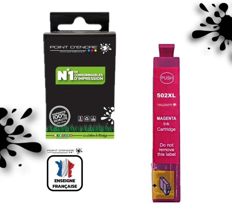 502XL - Jumelles - MAGENTA - Grande capacité de Marque Française POINT D'ENCRE Pour imprimante compatible EPSON (cee)