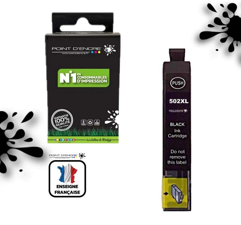 502XL - Jumelles - NOIR - Grande capacité de Marque Française POINT D'ENCRE Pour imprimante compatible EPSON (cee)
