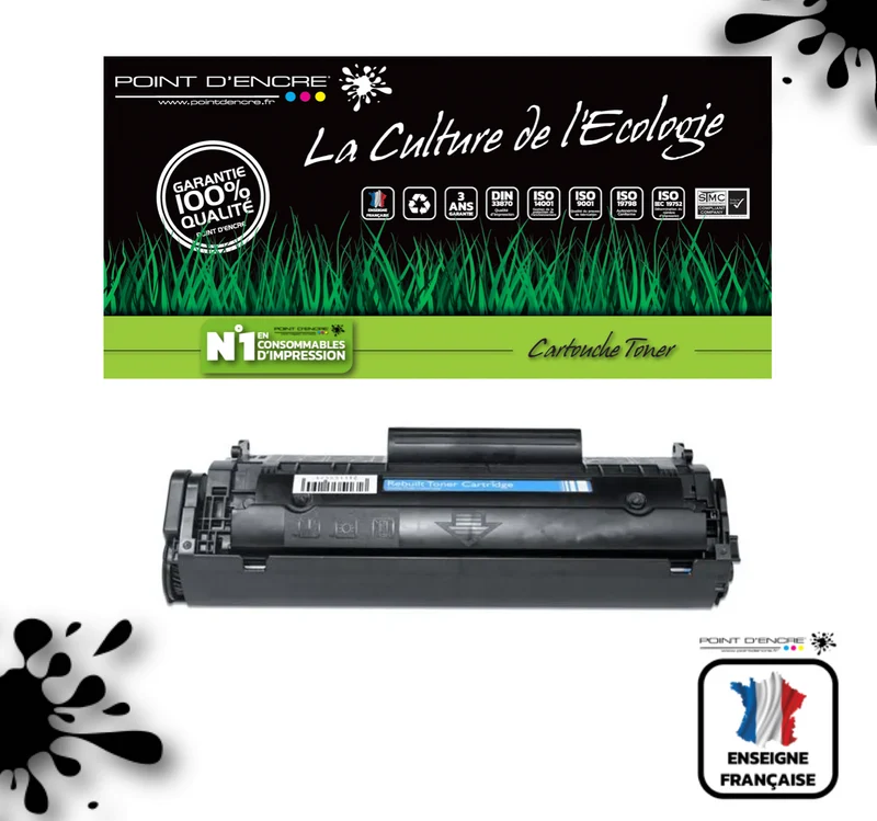 12A / Q2612A - NOIR - Grande capacité Marque Francaise POINT D'ENCRE pour Imprimantes compatibles HP (clhp)