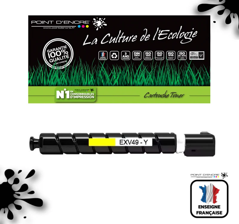 C-EXV49 - JAUNE 8527B002 - Grande capacité Marque Francaise POINT D'ENCRE pour Imprimantes compatibles Brother (clc)