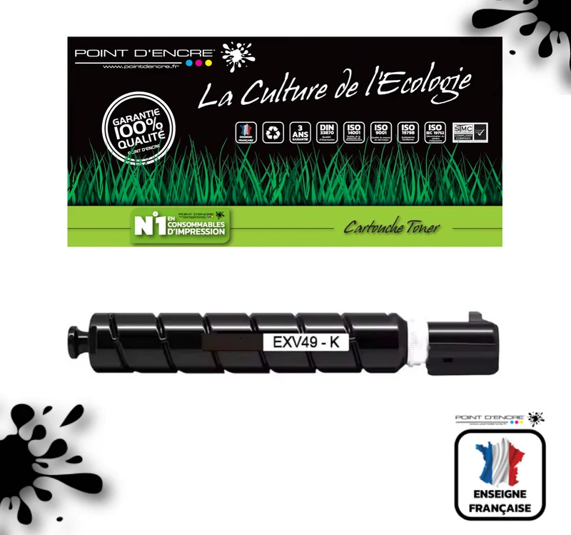 C-EXV49 - NOIR 8524B002 - Grande capacité Marque Francaise POINT D'ENCRE pour Imprimantes compatibles Brother (clc)