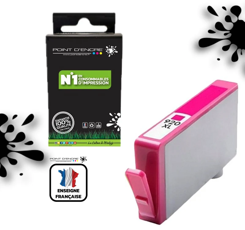 920XL - MAGENTA - Grande capacité de Marque Française POINT D'ENCRE Pour imprimante compatible HP (cehp)