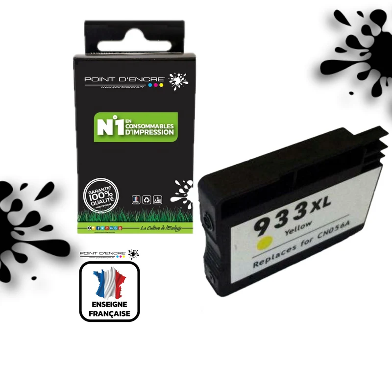 933XL - JAUNE - Grande capacité de Marque Française POINT D'ENCRE Pour imprimante compatible HP (cehp)