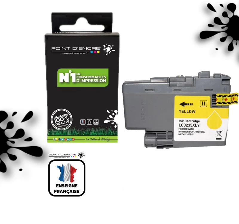 LC3235XL / LC3233 - JAUNE - Grande capacité de Marque Française POINT D'ENCRE Pour imprimante compatible BROTHER (ceb)