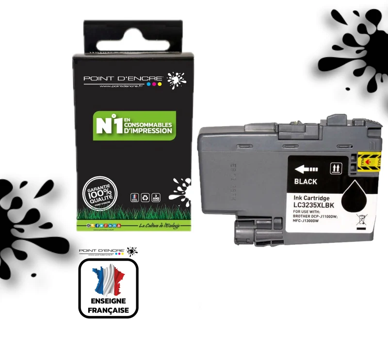 LC3235XL / LC3233 - NOIR - Grande capacité de Marque Française POINT D'ENCRE Pour imprimante compatible BROTHER (ceb)