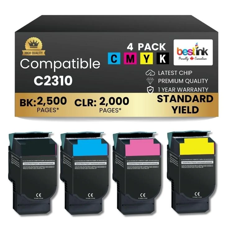 Compatible Lexmark C540H2KG/C540H2MG/C540H2CG/C540H2YG Black,Cyan,Magenta,Yellow Toner Cartridge 4 Pack