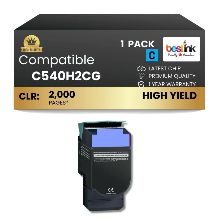 Compatible Lexmark C540H2CG Cyan Toner Cartridge 1 Pack