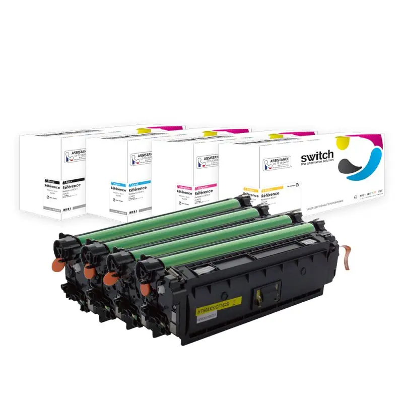 HP 508X Toner Pack 4 Couleurs compatible équivalent à CF360X, CF361X, CF362X · Switch