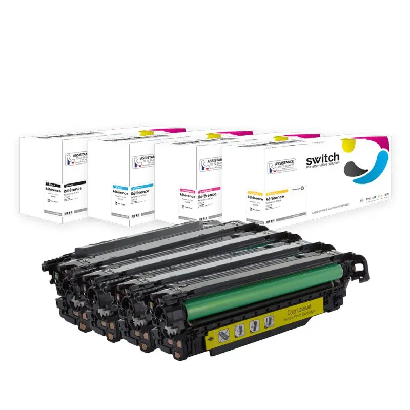 HP 507X Toner Pack 4 Couleurs compatible équivalent à CE400X, CE401A, CE402A · Switch