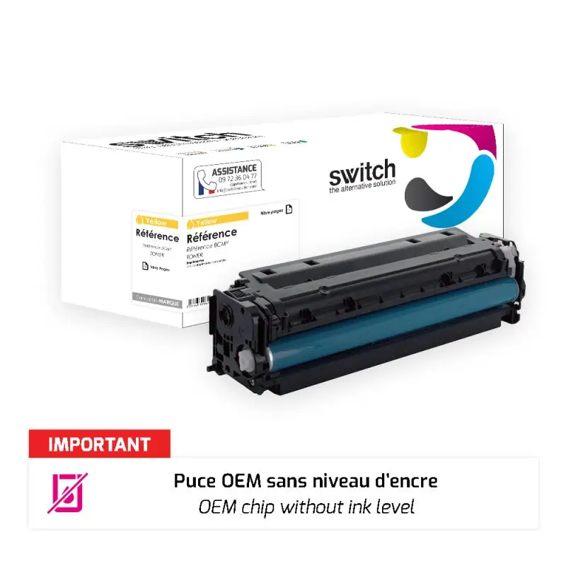 HP 415X Toner Jaune compatible puce OEM équivalent à W2032X · Switch