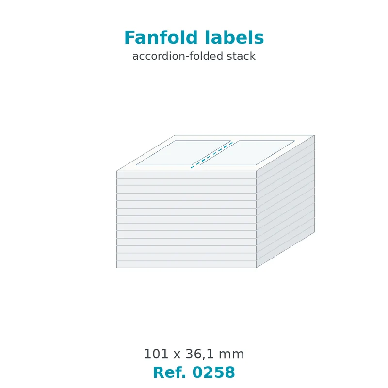 Paravent d'étiquettes velin blanc 101 x 36,1 mm - carton de 500 paravents - Réf. 0258