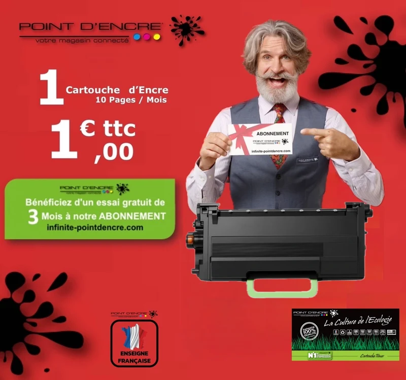 TN3600XXL - NOIR - ABONNEMENT - Grande capacité Marque Francaise POINT D'ENCRE pour Imprimantes compatibles Brother (clbr)
