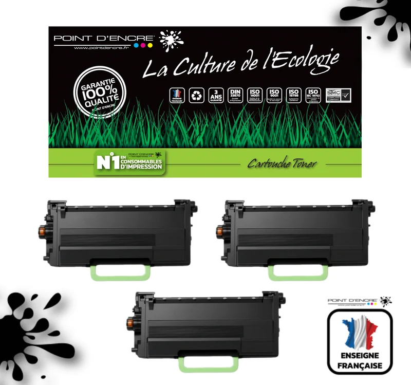 TN3600XXL - 3 X NOIR - Grande capacité Marque Francaise POINT D'ENCRE pour Imprimantes compatibles Brother (clbr)