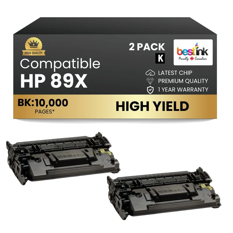 Compatible HP 89X CF289X Black Toner Cartridge High Yield (2 Pack)