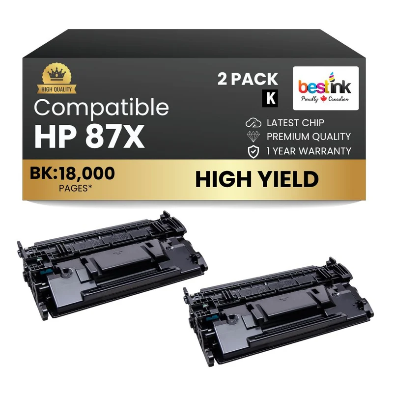 Compatible HP 87X CF287X Black Toner Cartridge High Yield (2 Pack)