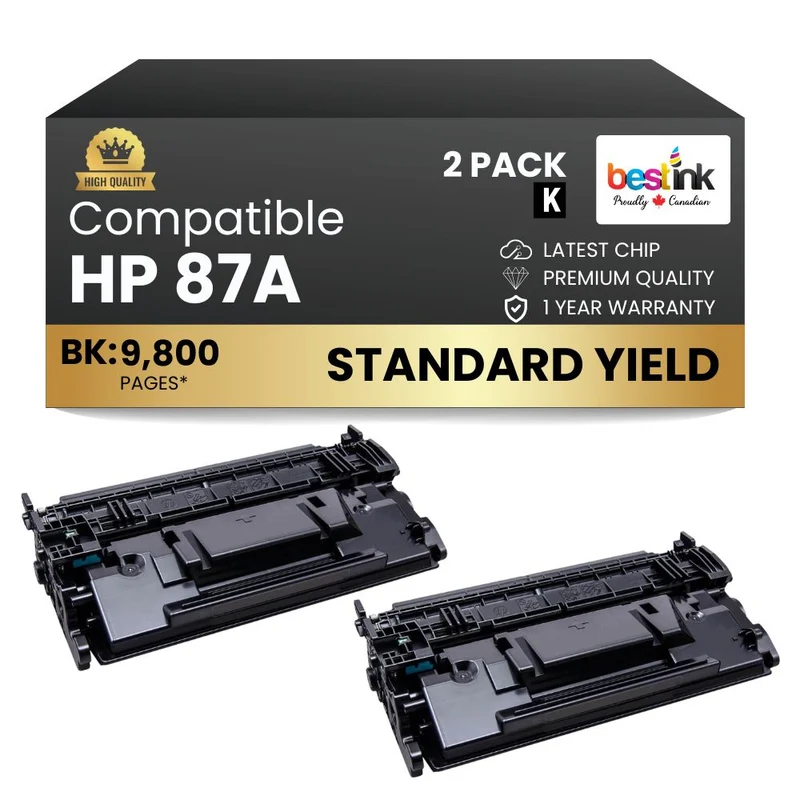 Compatible HP 87A CF287A Black Toner Cartridge (2 Pack)