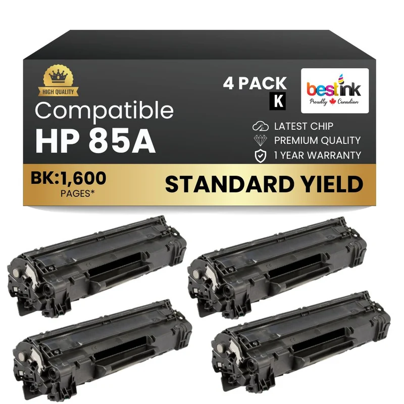 Compatible HP 85A CE285A Black Toner Cartridge (4 Pack)