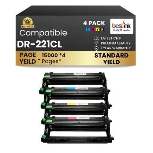 Brother DR-221CL Drum Unit Standard Yield BK/C/M/Y Combo ( 4 Pack )