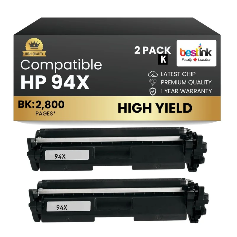 Compatible HP 94X CF294X Black Toner Cartridge High Yield (2 Pack)