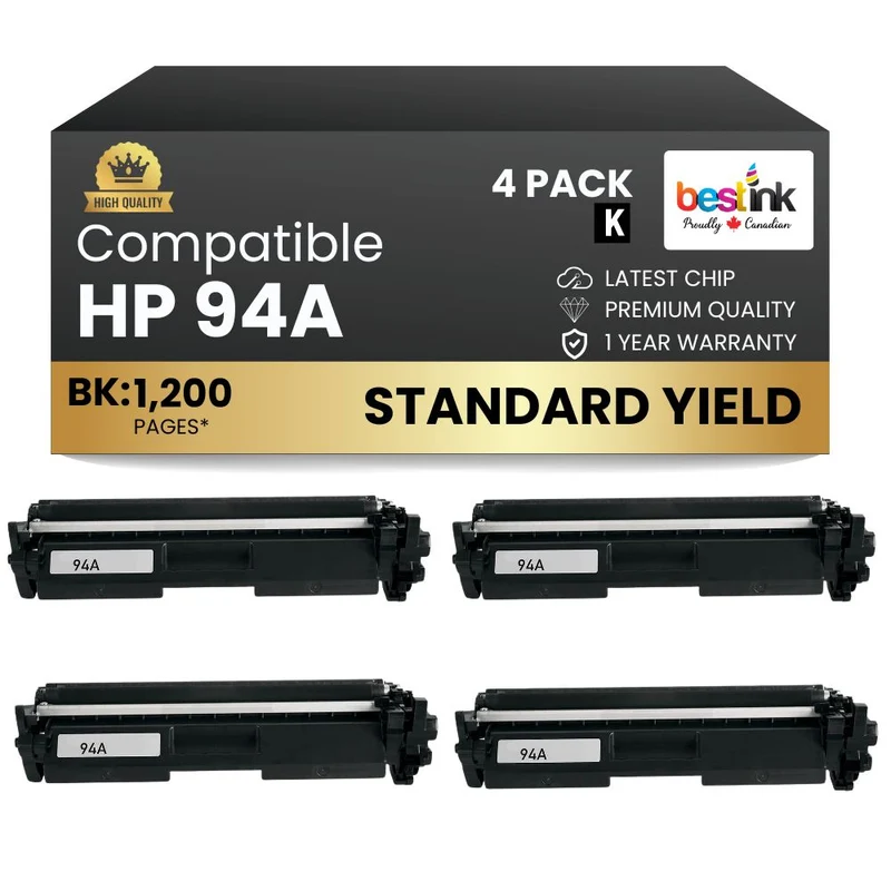 Compatible HP 94A CF294A Black Toner Cartridge (4 Pack)