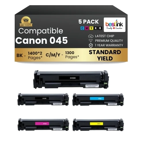 Canon 045 Compatible Toner Cartridge BK/C/M/Y (5 Pack ) Standard Yield