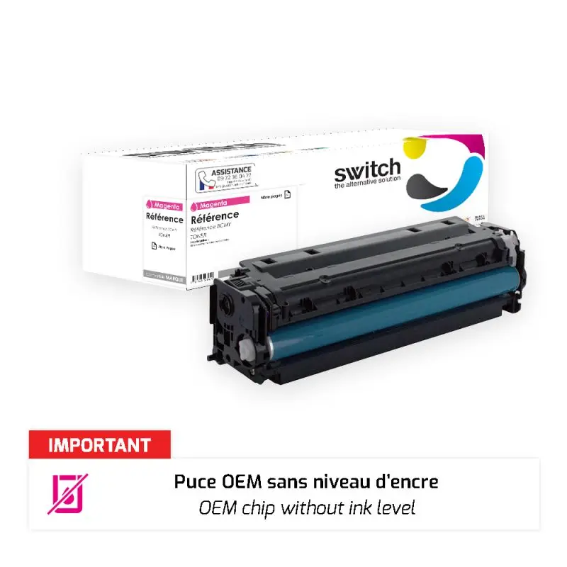 HP 415A Toner Magenta compatible puce OEM équivalent à W2033A · Switch