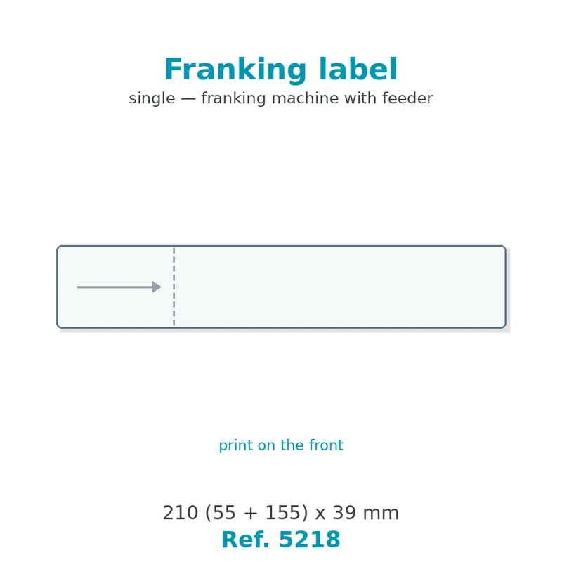 Étiquette d'affranchissement simple 210 (55 + 155) x 39 mm - boîte de 1 000 - carton de 10 boîtes - Réf. 5218