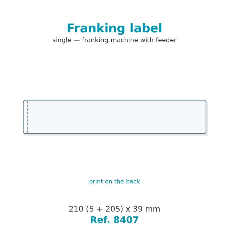 Étiquette d'affranchissement simple 210 (5 + 205) x 39 mm - boîte de 1 000 - carton de 10 boîtes - Réf. 8407