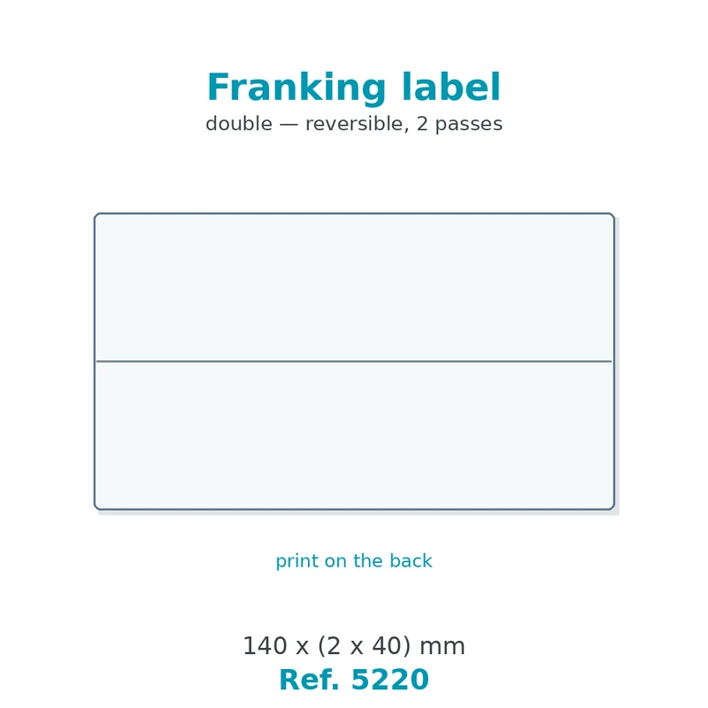 Étiquette d'affranchissement double 140 x (2 x 40) mm - boîte de 1 000 - carton de 10 boîtes - Réf. 5220
