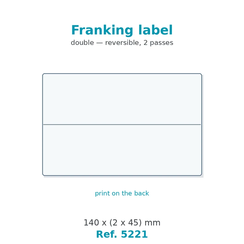 Étiquette d'affranchissement double 140 x (2 x 45) mm - boîte de 1 000 - carton de 10 boîtes - Réf. 5221