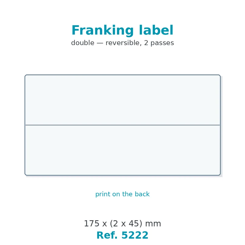Étiquette d'affranchissement double 175 x (2 x 45) mm - boîte de 1 000 - carton de 10 boîtes - Réf. 5222