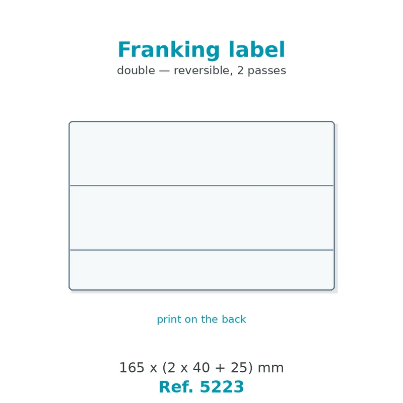 Étiquette d'affranchissement double 165 x (2 x 40 + 25) mm - boîte de 1 000 - carton de 10 boîtes - Réf. 5223