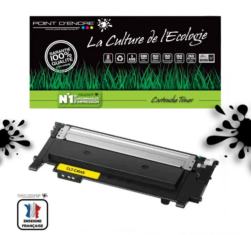 CLT-C404S - JAUNE - Grande capacité Marque Francaise POINT D'ENCRE - pour Imprimantes compatibles Samsung (clsa)
