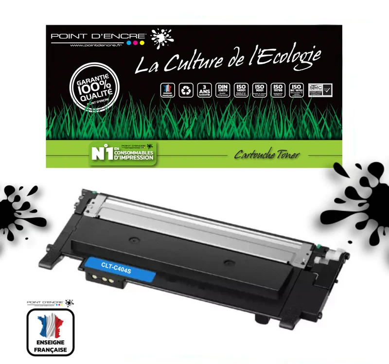 CLT-C404S - CYAN - Grande capacité Marque Francaise POINT D'ENCRE - pour Imprimantes compatibles Samsung (clsa)