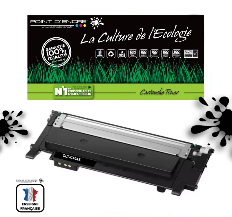CLT-C404S - NOIR - Grande capacité Marque Francaise POINT D'ENCRE - pour Imprimantes compatibles Samsung (clsa)